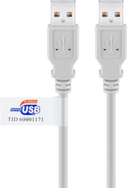 USB-A-kabel, certificeret, 5 m, grå
