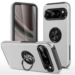 Google Pixel 10 Pro / Pixel 10 Skalsormenrengasjalustan hybridikotelo - Silver