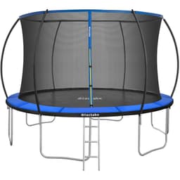 tectake Studsmatta Jumpy med skyddsnät 394 x 394 x 275 cm Svart/Blå