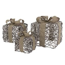 LED-julbelysning 3 grå med fjädrar och timer