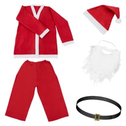 Jultomtedräkt 5-delad röd/vit polyester En storlek