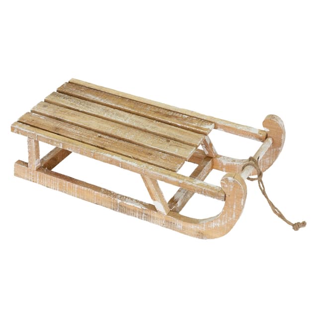 DEKO SLED TRÄ, 50,5 x13,5x23,5 cm, brun, natur, LED, juldekoration