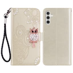 SKALO Samsung S25 FE Owl Bling Flip Cover - Guld