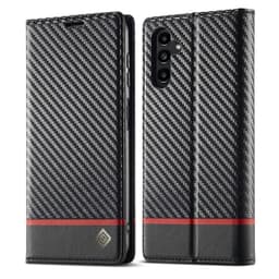 SKALO Samsung S25 FE LC.IMEEKE Carbon Fiber Lompakkokotelo - Musta
