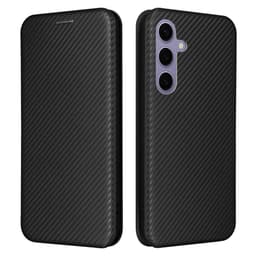 SKALO Samsung S25 FE Carbon Fiber Lompakkokotelo - Musta