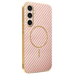 SKALO Samsung S25 FE Hiilikuitu Kultareunus Suojakuori - Pinkki