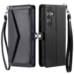 SKALO Samsung S25 FE PU-Læder Kuvert Flip Cover - Sort