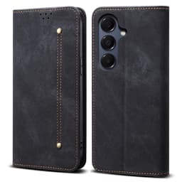 SKALO Samsung S25 FE Jeans Lompakkokotelo - Musta