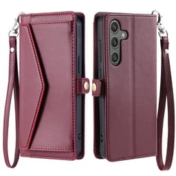 SKALO Samsung S25 FE PU-Læder Kuvert Flip Cover - Vin rød