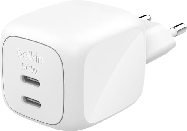 Dual USB-C PD GaN vegglader (hvit)