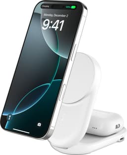 Belkin 25W Qi2 2-i-1 magnetisk laddare (vit)