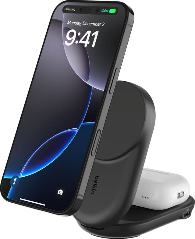 Belkin 25W Qi2 2-i-1 magnetisk laddare