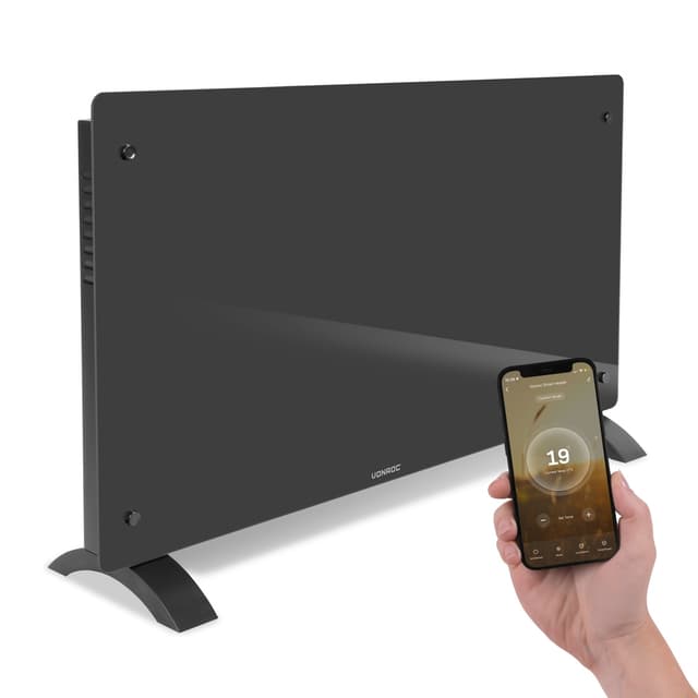 VONROC Elvärmare 2500W – Glaspanel | WiFi-styrning