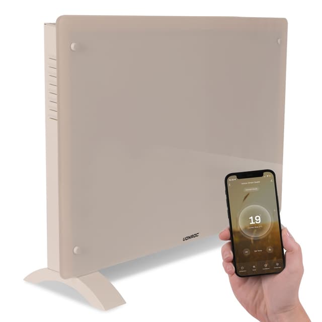 VONROC Elvärmare 1500W – Glaspanel | WiFi-styrning