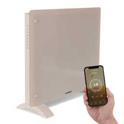VONROC Elvärmare 1000W – Glaspanel | WiFi-styrning | Termostat & Timer | Beige