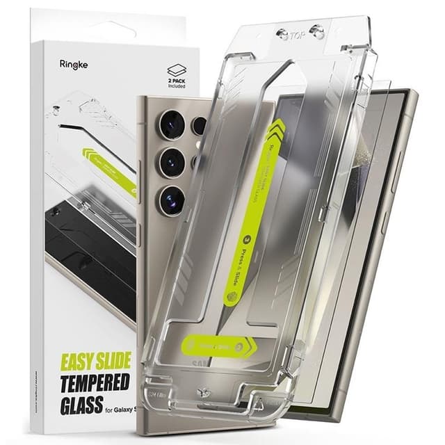 [2-Pakke] Ringke Galaxy S24 Ultra hærdet glas Skærmbeskytter Easy Slide - Klar