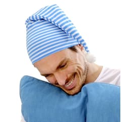 Hat stribet (hvid-blå)