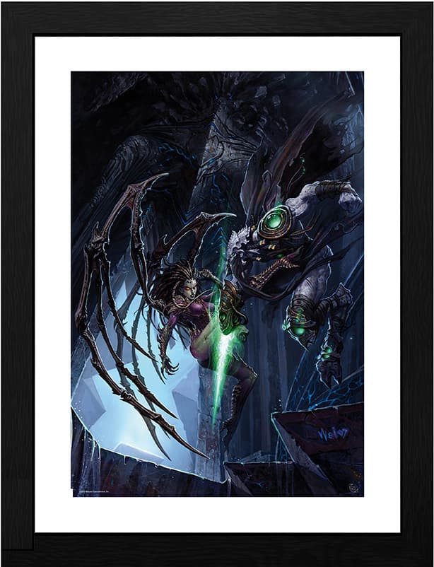 GB eye StarCraft inramat tryck (Zeratul vs Kerrigan)