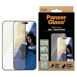PanzerGlass iPhone 16 Pro Max hærdet glas skærmbeskytter ultrabred øjenpleje - klar
