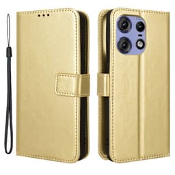 SKALO Motorola Edge 50 Pro 5G Crazy Horse Pungetui PU læder - Guld