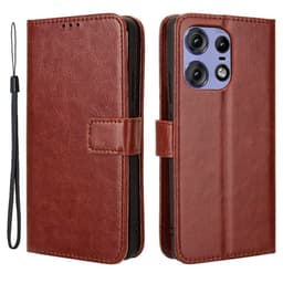 SKALO Motorola Edge 50 Pro 5G Crazy Horse lompakko PU nahka - Ruskea