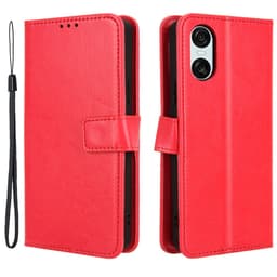 SKALO Sony Xperia 10 VI Crazy Horse Pungetui PU læder - Rød