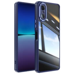 Sony Xperia 10 VI SKALO Silky Touch TPU + Akryl-metalknapper Cover - Mørkeblå