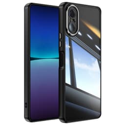 Sony Xperia 10 VI SKALO Silky Touch TPU + Akryl-metalknapper Cover - Sort