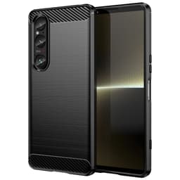 SKALO Sony Xperia 1 VI Armor Carbon Iskunkestävä TPU suojakuori - Musta