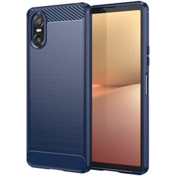 SKALO Sony Xperia 10 VI Armor Carbon Iskunkestävä TPU suojakuori - Sininen