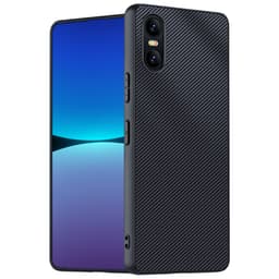 SKALO Sony Xperia 10 VI Carbon Fiber TPU-suojakuori - Musta