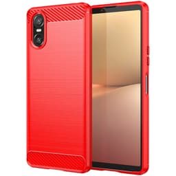 SKALO Sony Xperia 10 VI Armor Carbon Stødsikker TPU-cover - Rød