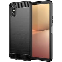 SKALO Sony Xperia 10 VI Armor Carbon Iskunkestävä TPU suojakuori - Musta