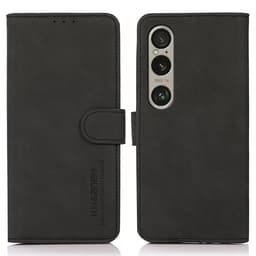 SKALO Sony Xperia 1 VI KHAZNEH Lompakkokotelo PU-nahasta - Musta