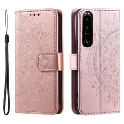 SKALO Sony Xperia 1 VI Mandala lompakkokotelo - Ruusukulta