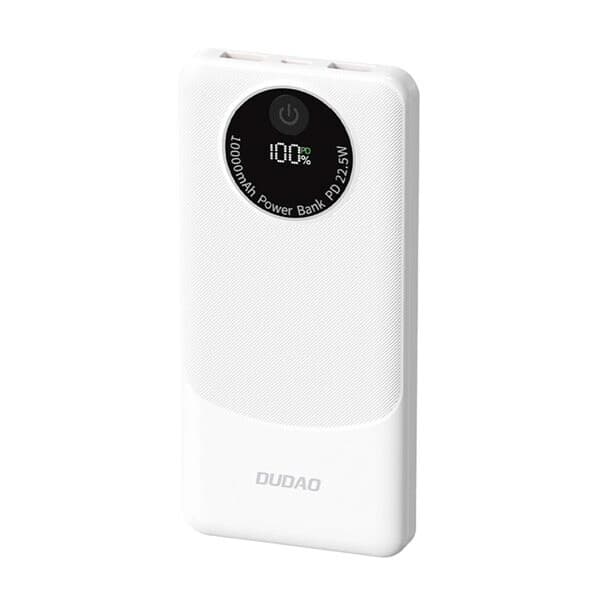 Dudao Powerbank 10000 mAh – PD 22,5 W med USB-C og 2×USB-A – Hvid