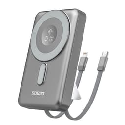 Dudao Powerbank 10000 mAh PD 20W med MagSafe, stativ og innebygde USB-kabler – Grå