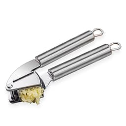 Hvitløkspresse i rustfritt stål med skreller og rengjøringsbørste