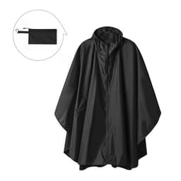 Y-066 regnponcho med dragkedja - svart PU (med visir) Svart