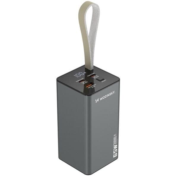 Powerbank 30000mAh med 65W snabbladdning, 2xUSB-C och 1xUSB för laptop och mobil