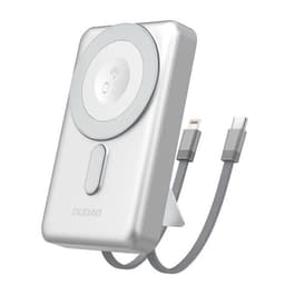 Dudao Powerbank 10000 mAh PD 20W med MagSafe, stativ og innebygde USB-kabler – Sølv