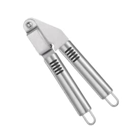 Uusi valkosipulipuristin luistamattomalla ruostumattomasta teräksestä valmistetulla kahvalla