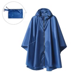 Y-066 regnponcho med dragkedja - svart PU (med visir) Blå