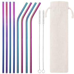 Rustfrit stål halmsæt 11-delt sæt MultiColor