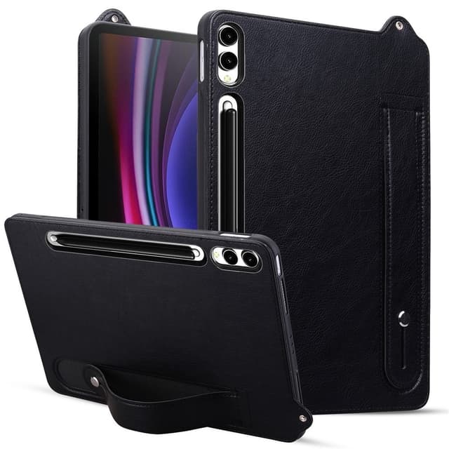 Til Samsung Galaxy Tab S11 Ultra Etui med Håndrem og Stativ - Sort