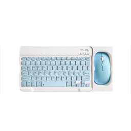 Bluetooth-tastatur og -mus-kombination - 10-tommer Bluetooth-tastatur og dual-mode-mus (genopladelig) med etui: Himmelblå
