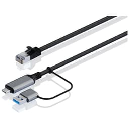 Sandstrøm USB-C - Ethernet + USB-A kaapeli (2 m)