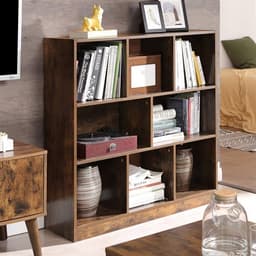 Bokhylle i tre med åpne rom 97,5 x 30 x 100 cm - Rustikk brun