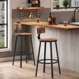 Barstole med ryglæn 73 cm højt sæde 2-pak - Rustik brun og Sort