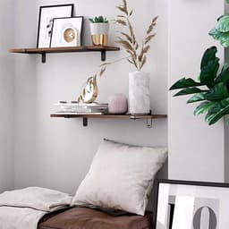 Vägghyllor i trä 60 cm 2-pack - rustik brun